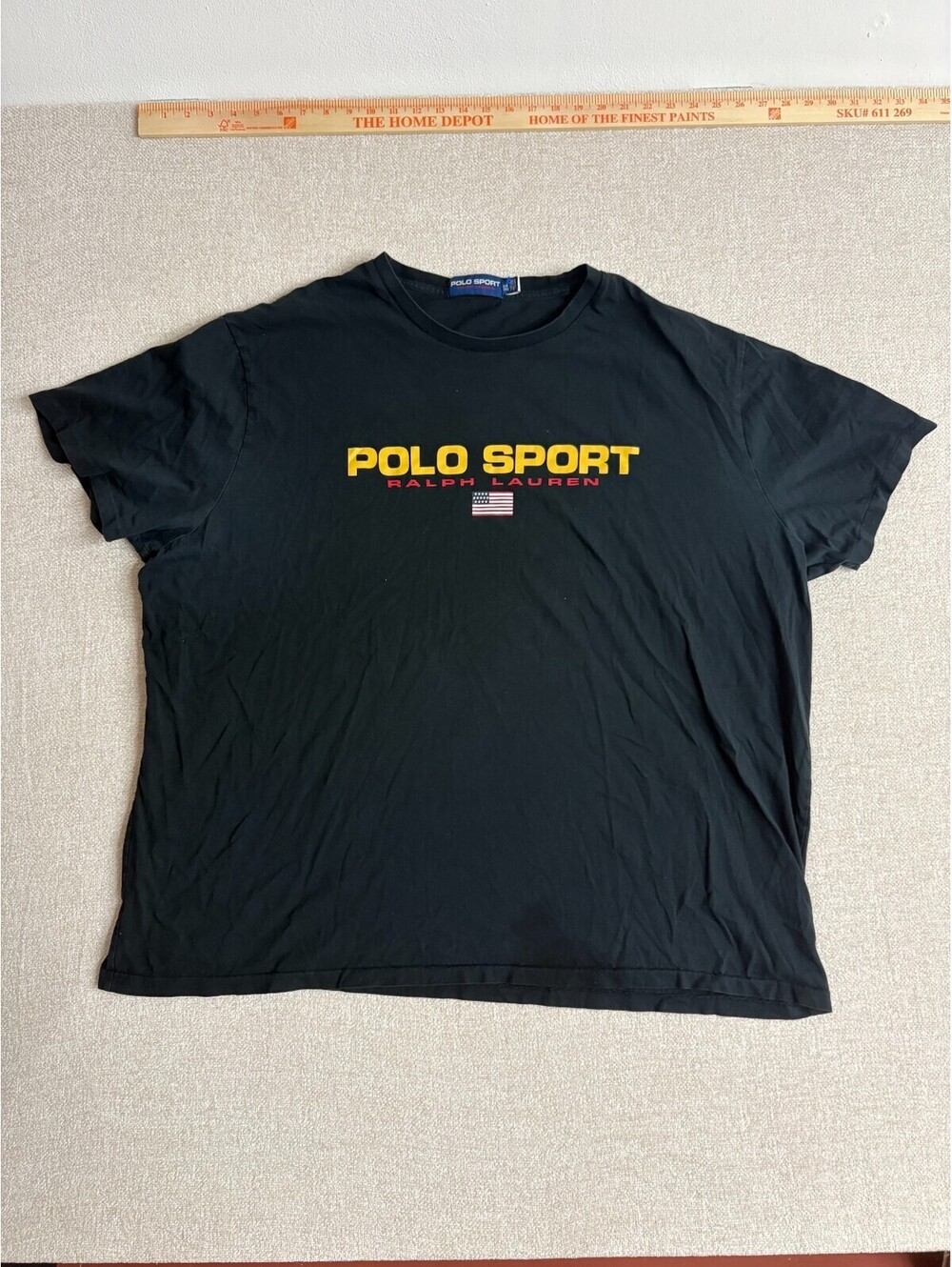 Polo Sport Ralph Lauren T-Shirt Mens 3XB Black Short Sleeve Flag Graphic Tee